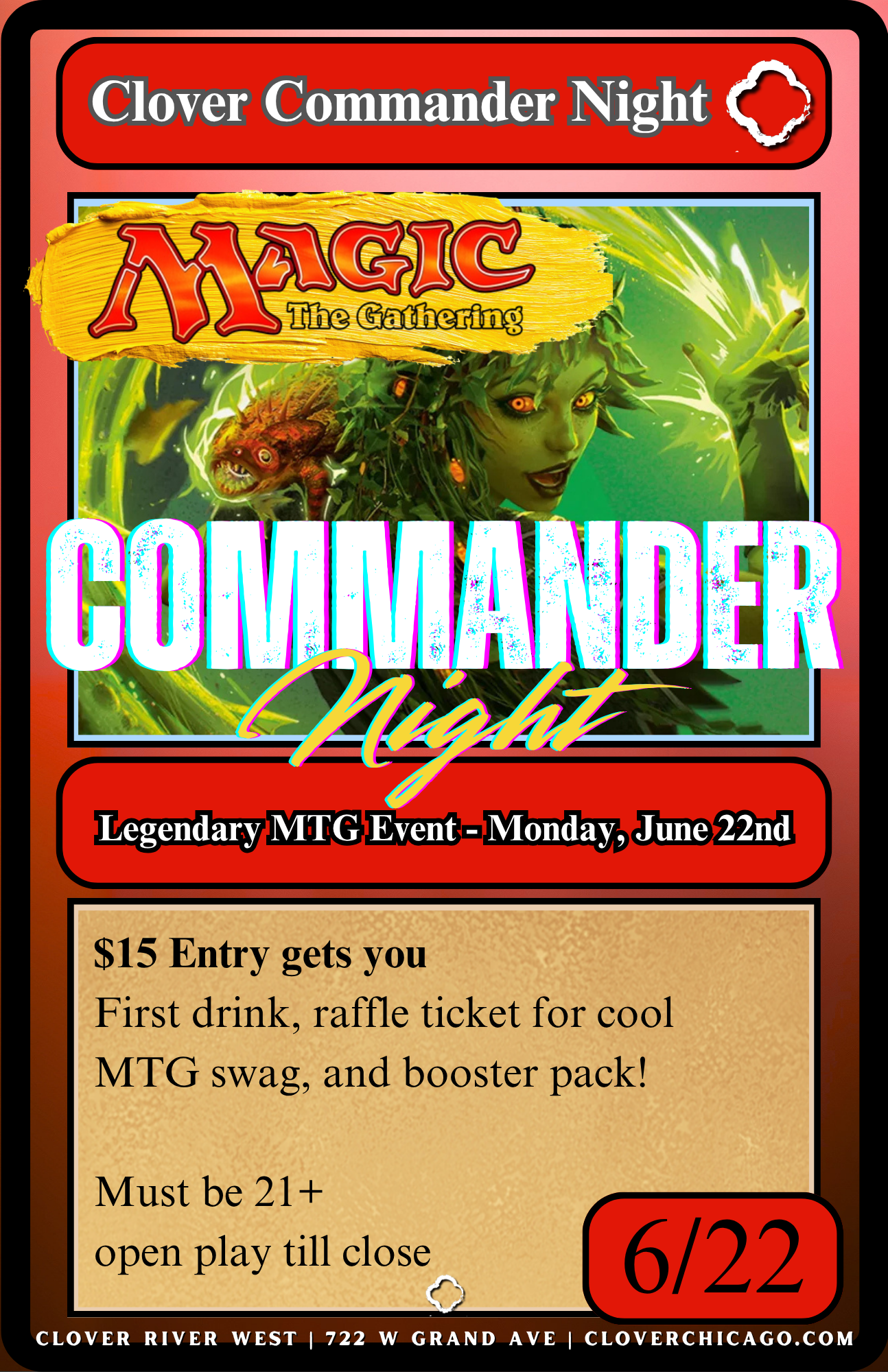 Magic The Gathering Commander Night – Clover River West – June 22nd