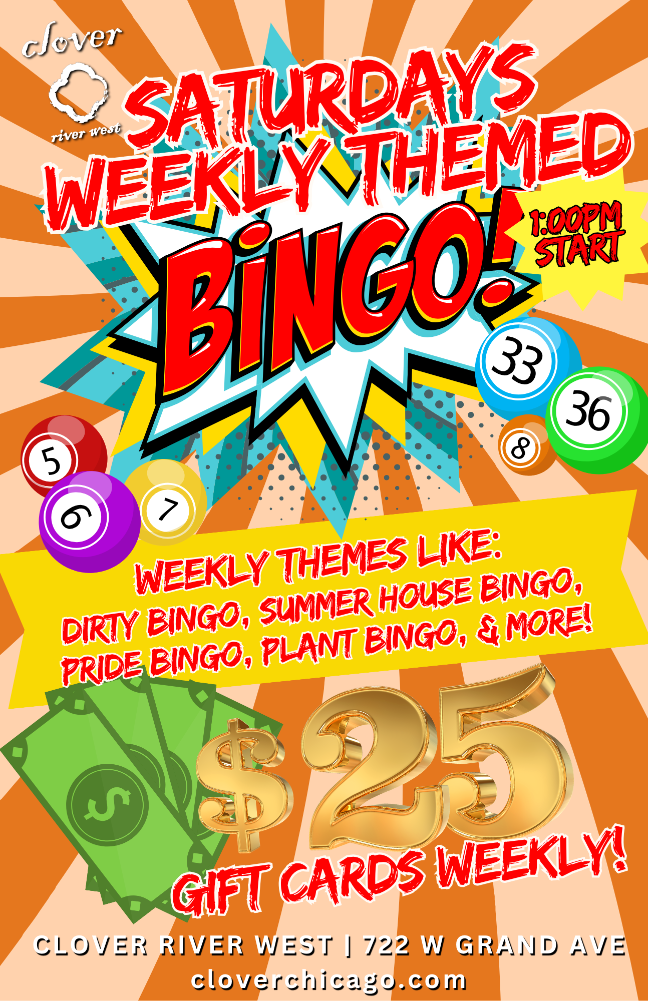 Saturdays Weekly Themed Bingo – Clover River West