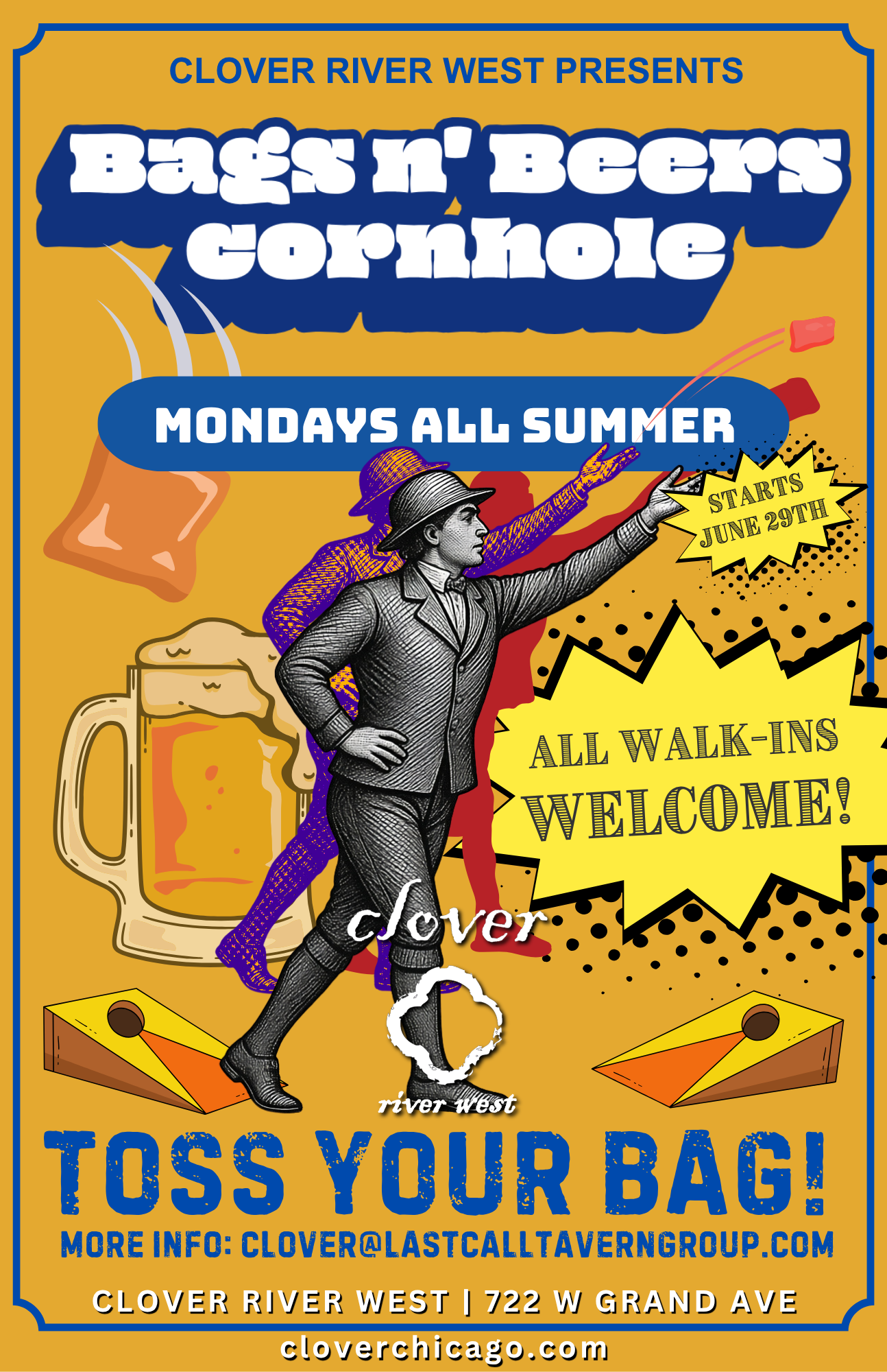 Mondays All Summer | Bags n' Beer's Cornhole | Clover River West