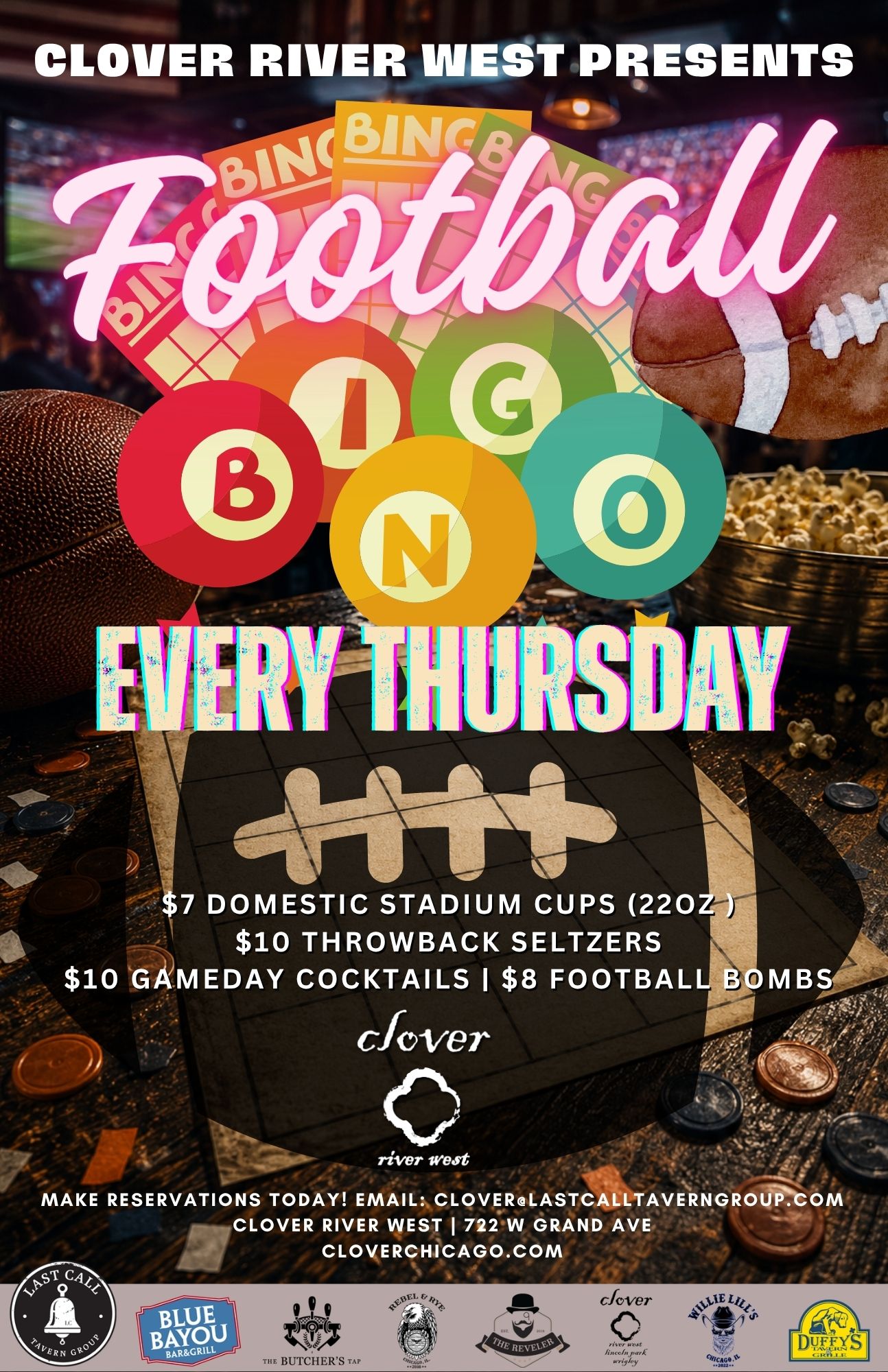 Football Bingo Every Thursday at Clover River West