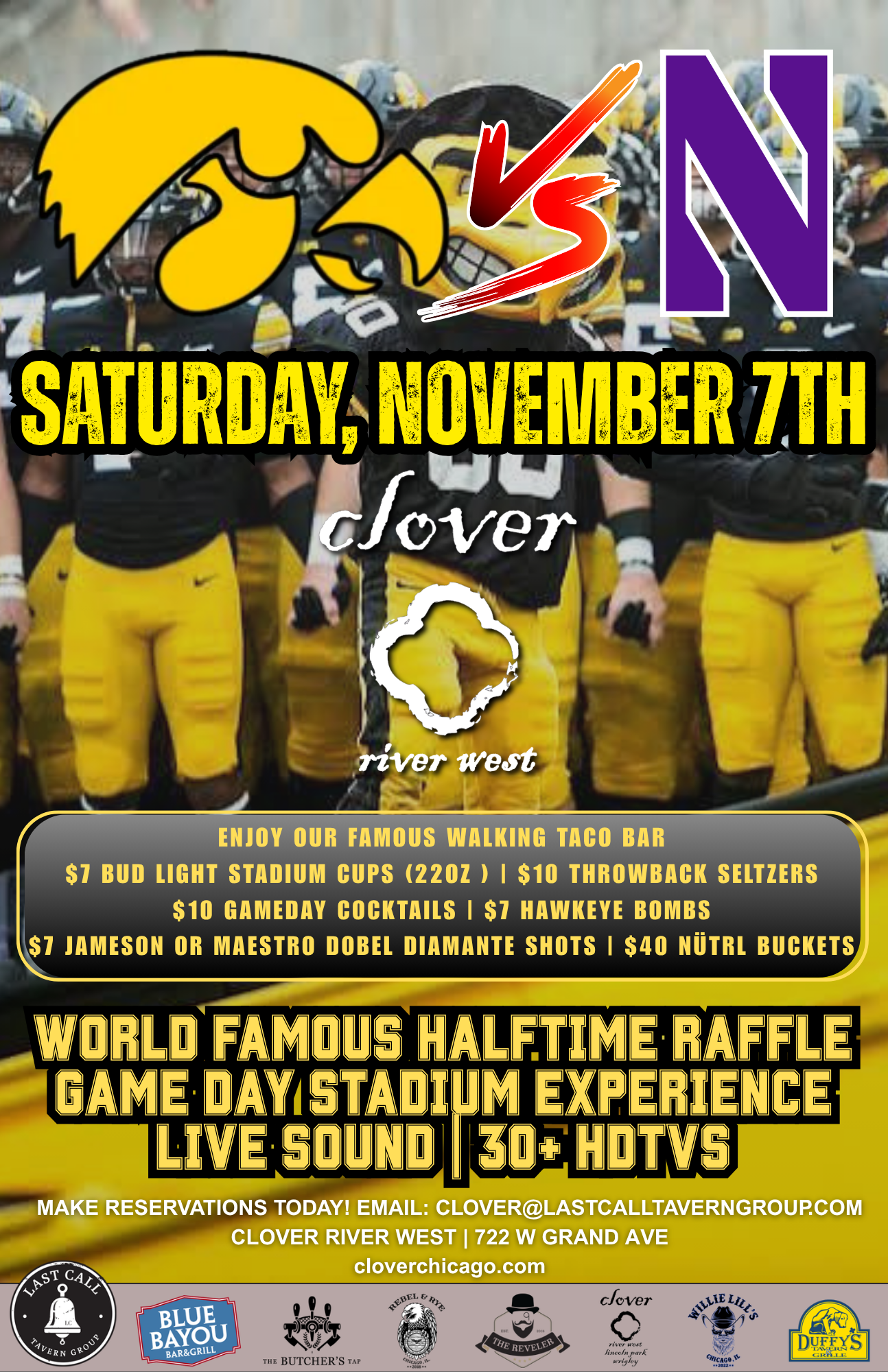 Saturday, November 7, 2026 | Iowa vs. Northwestern | Clover River West